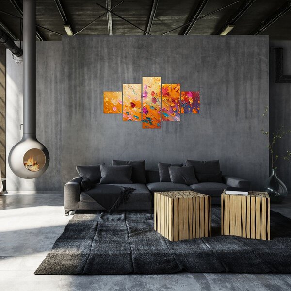 Obraz - Malowanie kolorowych kwiatów (125x70 cm)