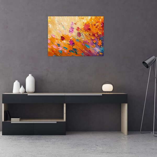 Obraz - Malowanie kolorowych kwiatów (70x50 cm)