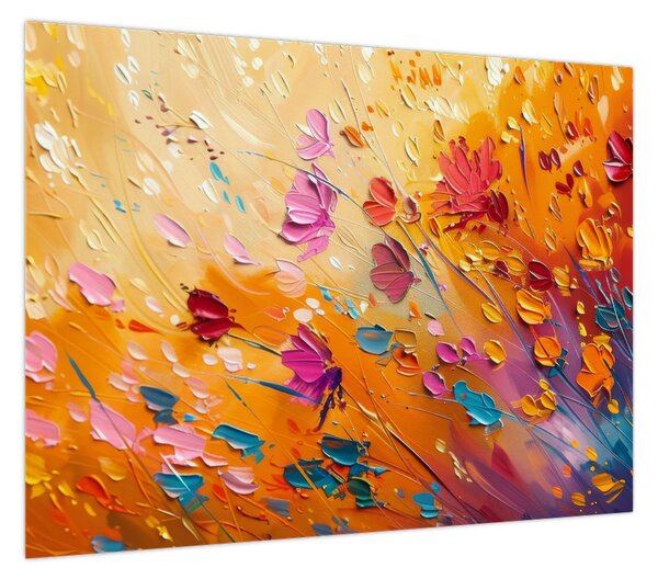 Obraz - Malowanie kolorowych kwiatów (70x50 cm)