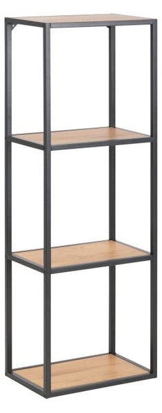 Czarno-naturalny regał ścienny w dekorze dębu 37x108 cm Seaford – Actona