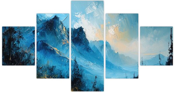 Obraz - Malowanie gór (125x70 cm)