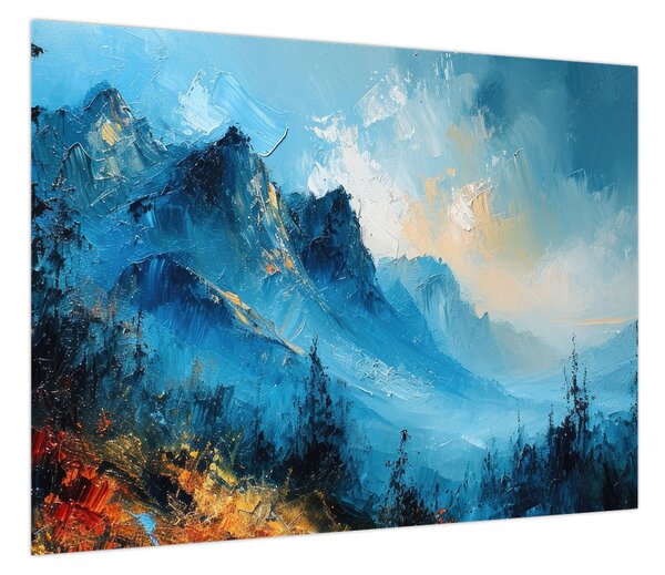 Obraz - Malowanie gór (70x50 cm)