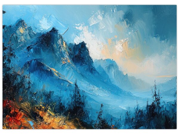 Obraz - Malowanie gór (70x50 cm)
