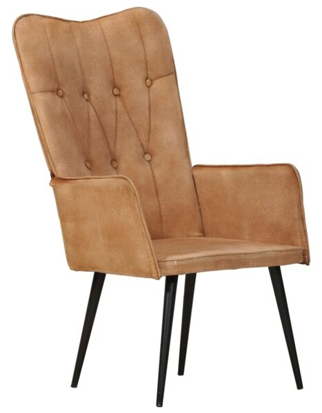 Fotel z wysokim oparciem, brÄ zowy, obity pÅÃ³tnem