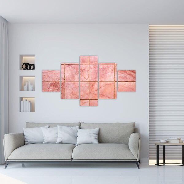 Obraz - Różowe, marmurkowe płytki (125x70 cm)