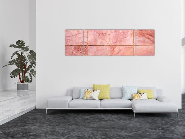 Obraz - Różowe, marmurkowe płytki (170x50 cm)