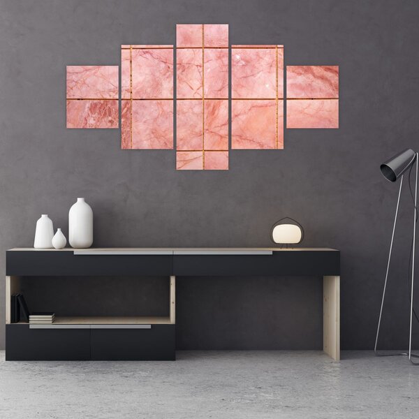 Obraz - Różowe, marmurkowe płytki (125x70 cm)
