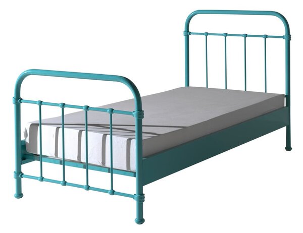 Miętowe metalowe łóżko dziecięce Vipack New York, 90x200 cm