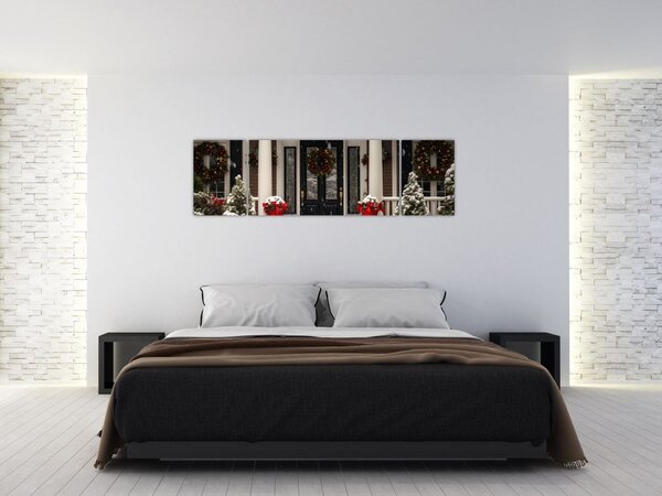 Obraz - Świątecznie udekorowany dom (170x50 cm)