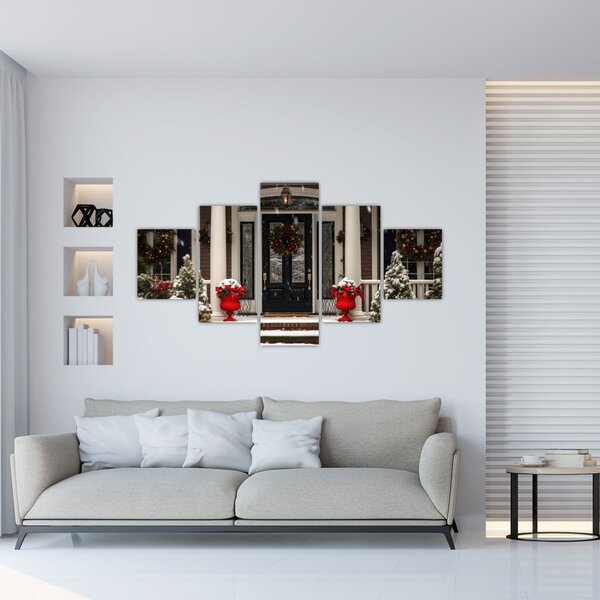 Obraz - Świątecznie udekorowany dom (125x70 cm)