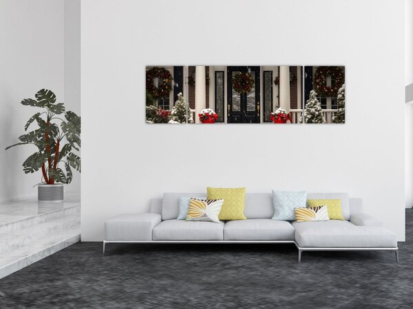 Obraz - Świątecznie udekorowany dom (170x50 cm)
