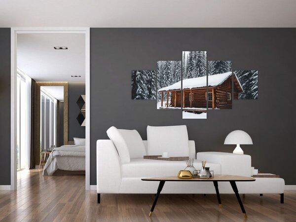 Obraz - Pokryta śniegiem chata (125x70 cm)