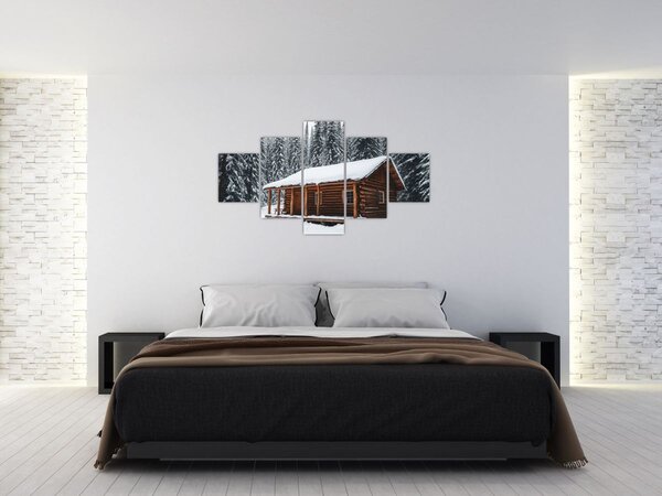 Obraz - Pokryta śniegiem chata (125x70 cm)