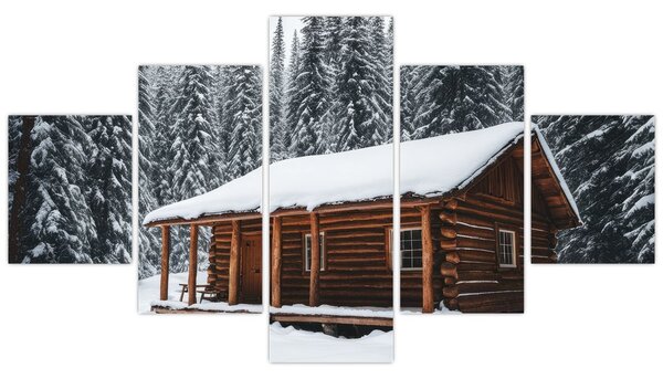 Obraz - Pokryta śniegiem chata (125x70 cm)