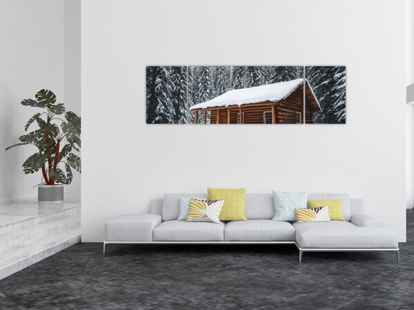 Obraz - Pokryta śniegiem chata (170x50 cm)