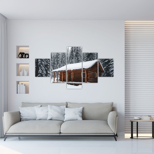 Obraz - Pokryta śniegiem chata (125x70 cm)