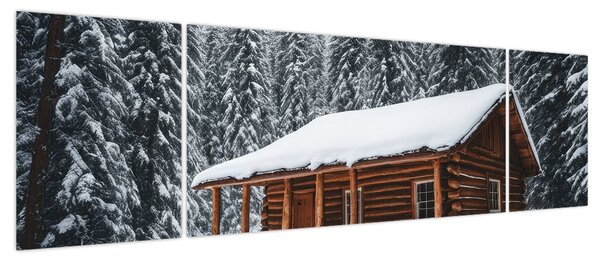Obraz - Pokryta śniegiem chata (170x50 cm)