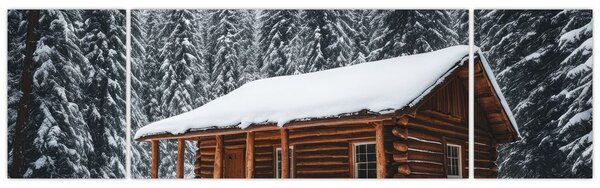 Obraz - Pokryta śniegiem chata (170x50 cm)