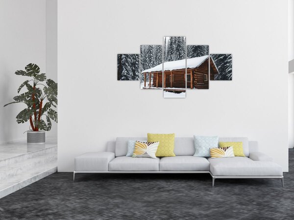 Obraz - Pokryta śniegiem chata (125x70 cm)