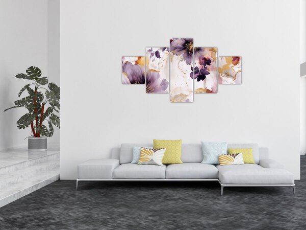 Obraz - Kwiaty akwarelowe (125x70 cm)
