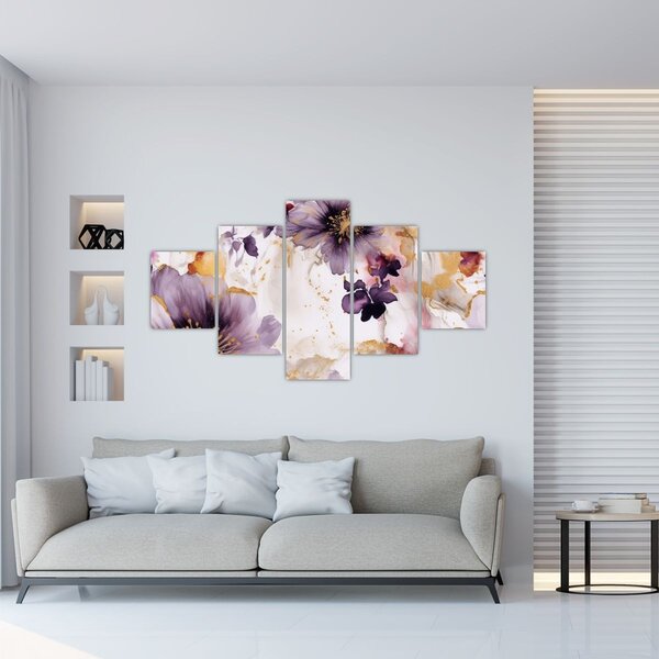 Obraz - Kwiaty akwarelowe (125x70 cm)
