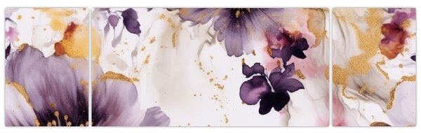 Obraz - Kwiaty akwarelowe (170x50 cm)
