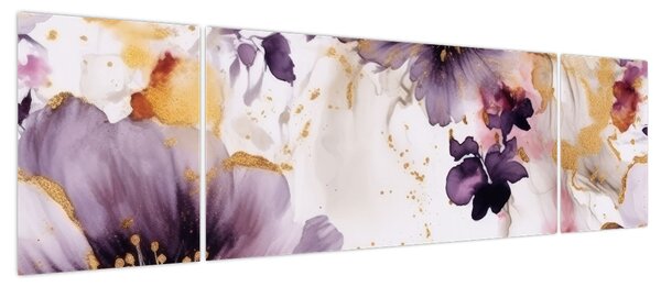 Obraz - Kwiaty akwarelowe (170x50 cm)