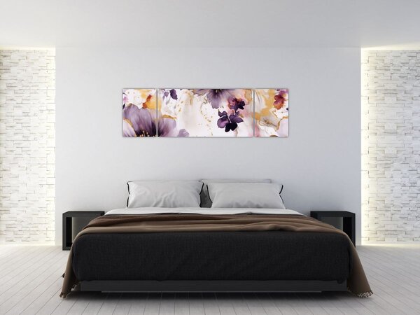 Obraz - Kwiaty akwarelowe (170x50 cm)