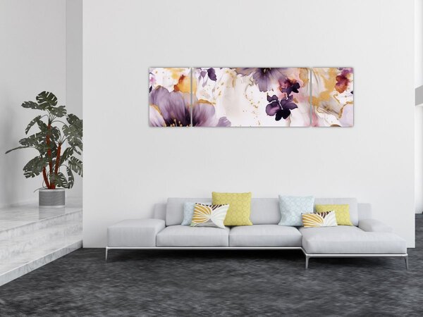Obraz - Kwiaty akwarelowe (170x50 cm)
