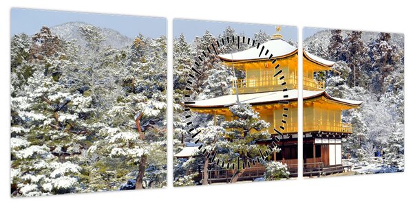 Obraz - Kinkakuji, Japonia (z zegarem) (90x30 cm)