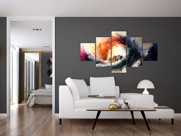 Obraz - W wirze powodzi, akwarela (125x70 cm)