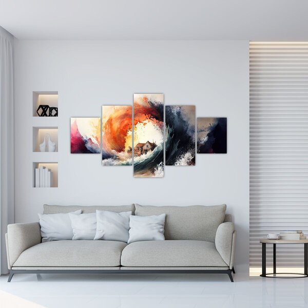 Obraz - W wirze powodzi, akwarela (125x70 cm)