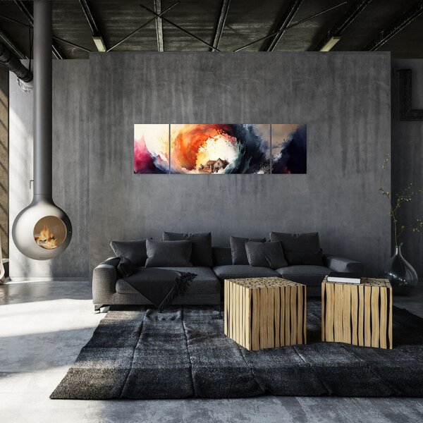 Obraz - W wirze powodzi, akwarela (170x50 cm)
