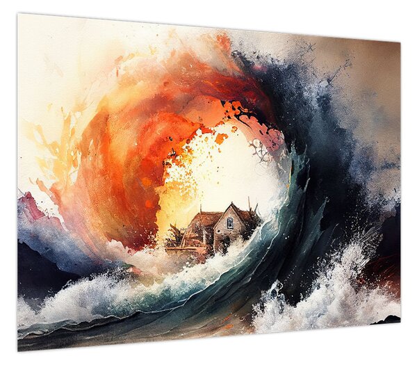 Obraz - W wirze powodzi, akwarela (70x50 cm)