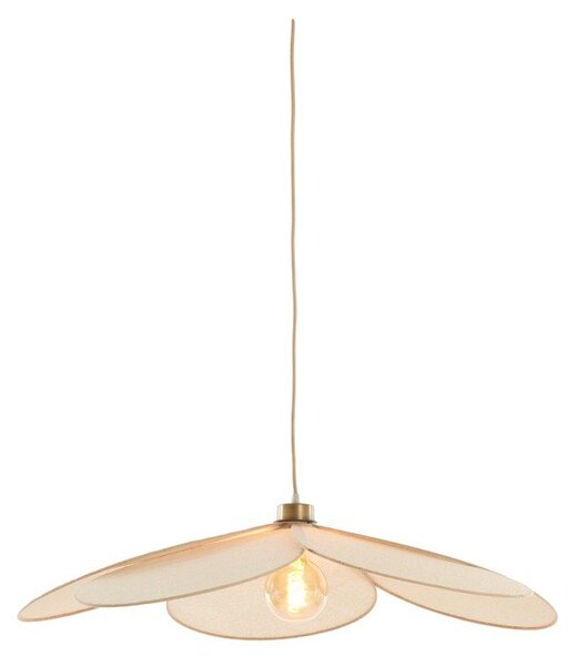 Kremowa lampa wisząca z tekstylnym kloszem Fyano – Light & Living