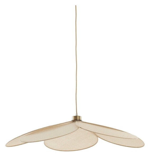 Kremowa lampa wisząca z tekstylnym kloszem Fyano – Light & Living
