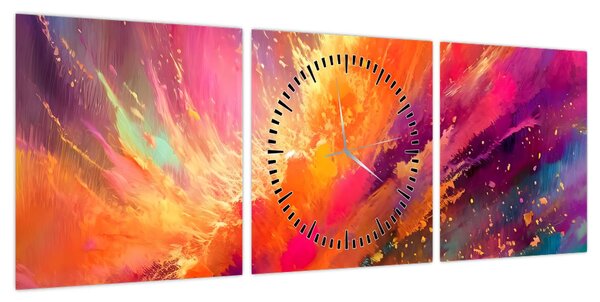 Obraz - Dynamiczna abstrakcja (z zegarem) (90x30 cm)
