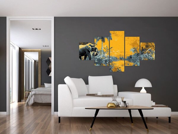 Obraz - Słoń w naturze (125x70 cm)