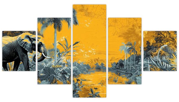 Obraz - Słoń w naturze (125x70 cm)