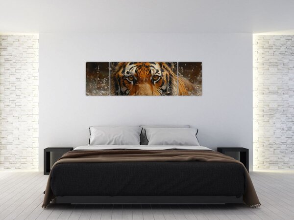 Obraz - Portret tygrysa w wodzie (170x50 cm)