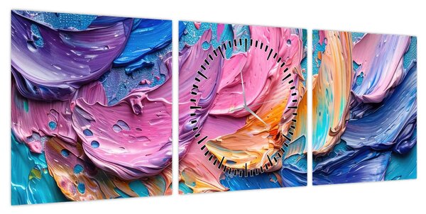 Obraz - Malarstwo olejne (z zegarem) (90x30 cm)
