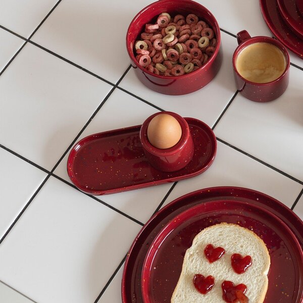 Bordowy porcelanowy talerz deserowy ø 20,5 cm Fika – ONA