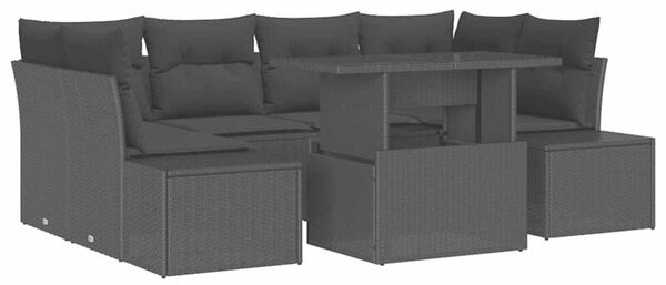 Zestaw sof z poduszką 7 szt. czarny polirattan