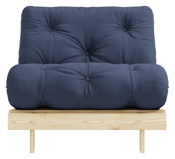 Fotel rozkładany z ciemnoniebieskim obiciem Karup Design Roots Raw/Navy