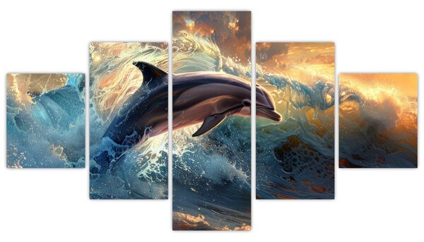 Obraz - Delfin, ilustracje (125x70 cm)