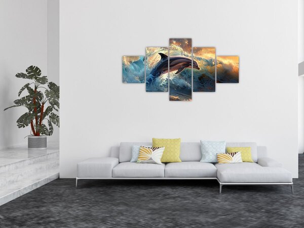Obraz - Delfin, ilustracje (125x70 cm)