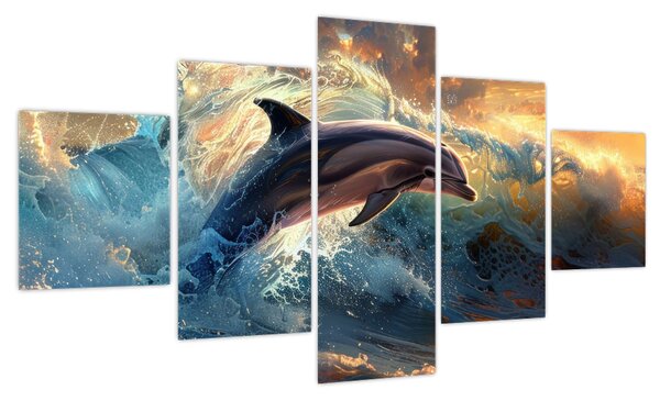 Obraz - Delfin, ilustracje (125x70 cm)