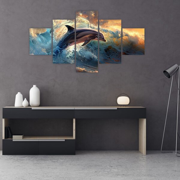 Obraz - Delfin, ilustracje (125x70 cm)