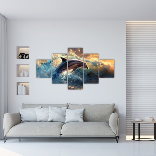 Obraz - Delfin, ilustracje (125x70 cm)