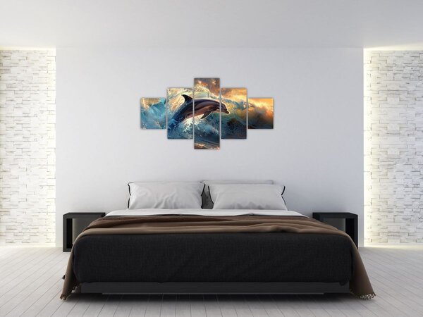 Obraz - Delfin, ilustracje (125x70 cm)